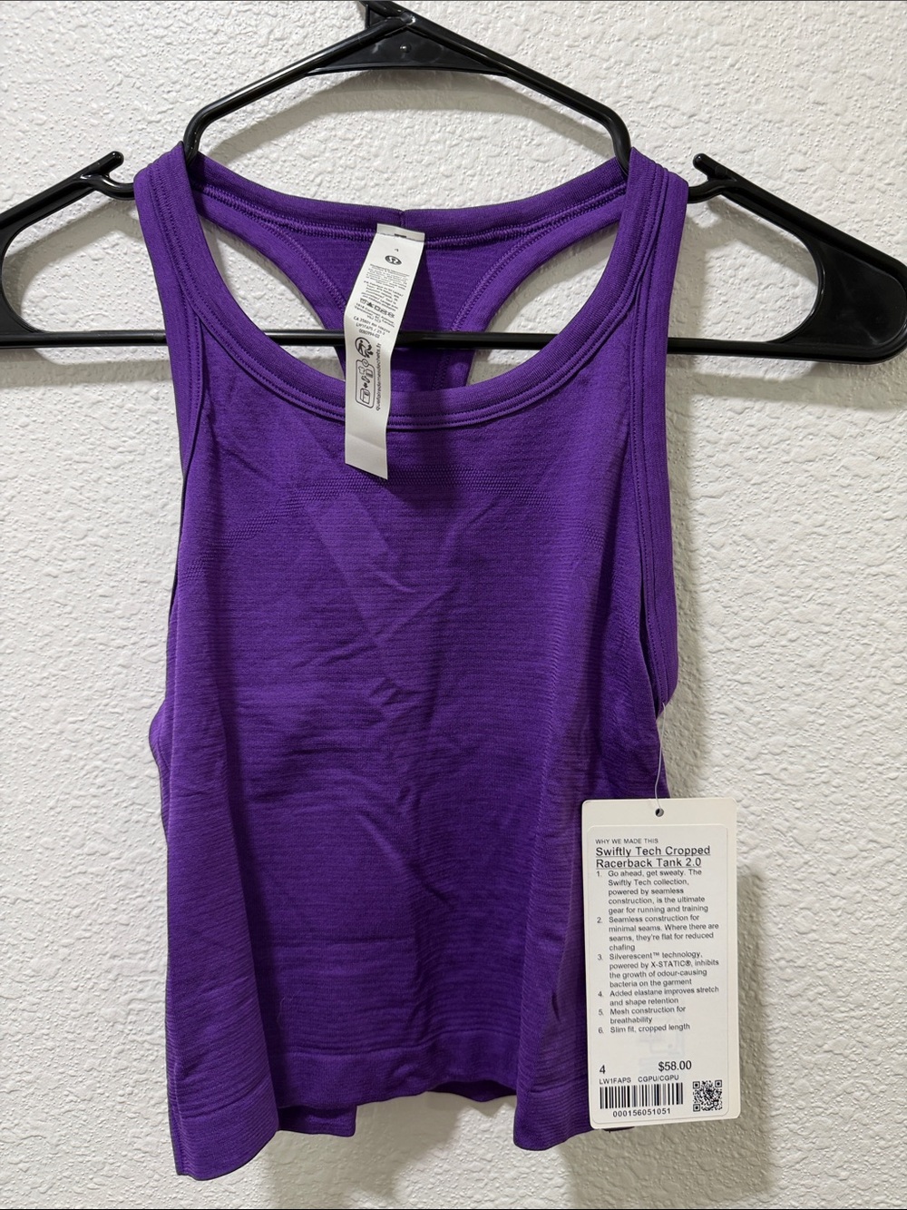 lululemon athletica Purple Racerback Swiftly Cropped Tank